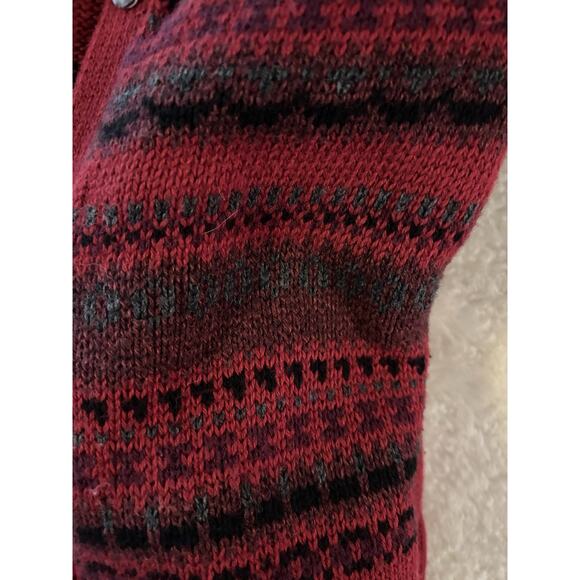 Eddie Bauer Womens SZ Med Red Button Up Cardigan Sweater Nordic Fair Isle - Picture 7 of 7
